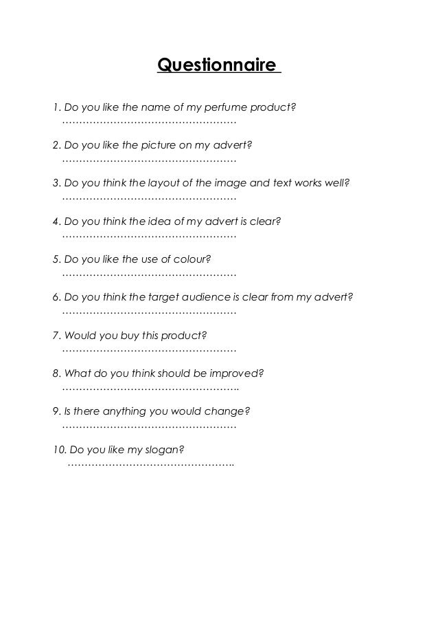 project on perfume pdf custom perfume questionnaire